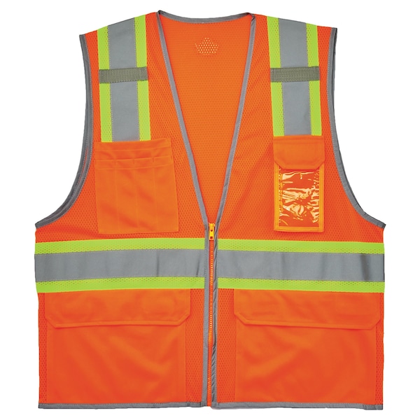 Ergodyne Two-Tone Hi-Vis Safety Vest 5XL Class 2 H Back, , Zipper 6 Pockets, 2 Mic Tab, ID Window 8246Z-S - main